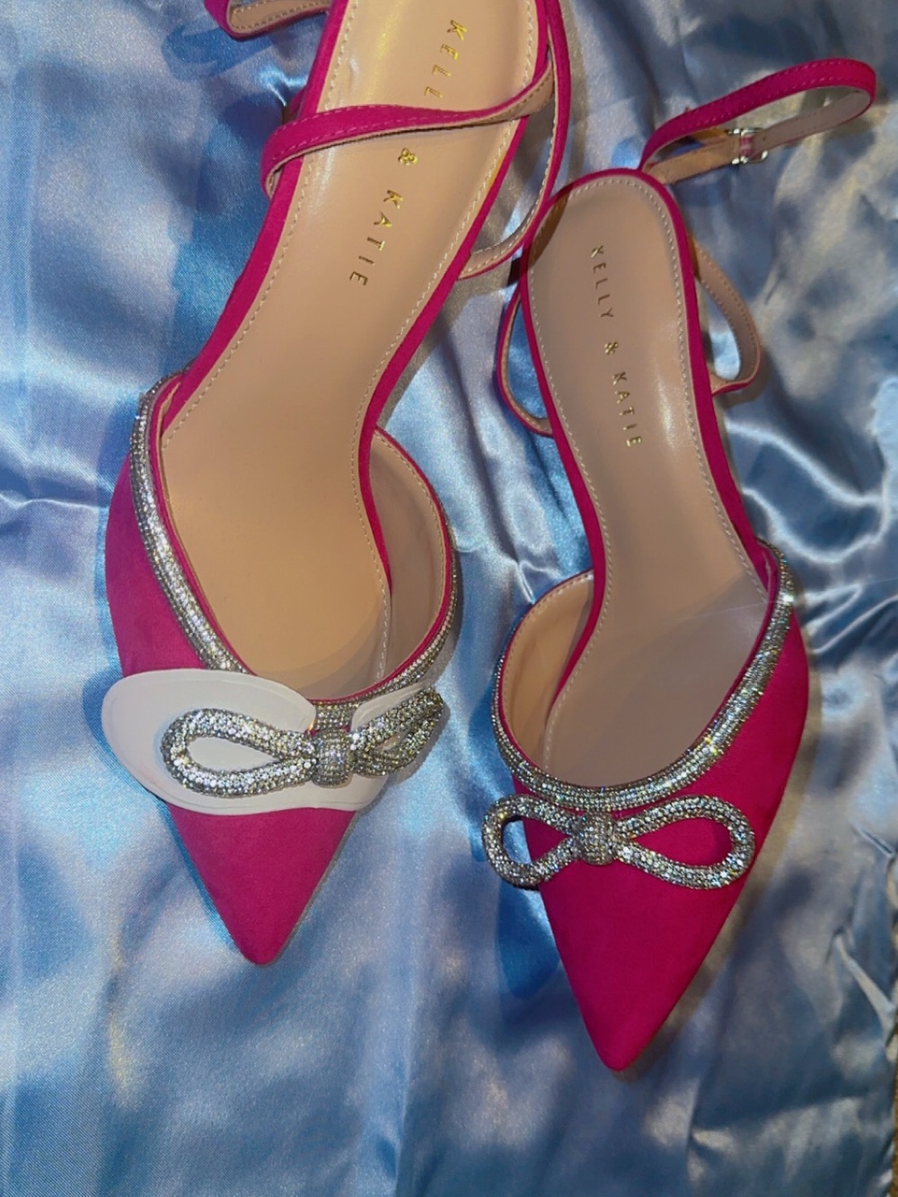 Brand New ‼️ Kelly & Katie Fuchsia Pointed Slingback Heels with Rhinestone Bow
